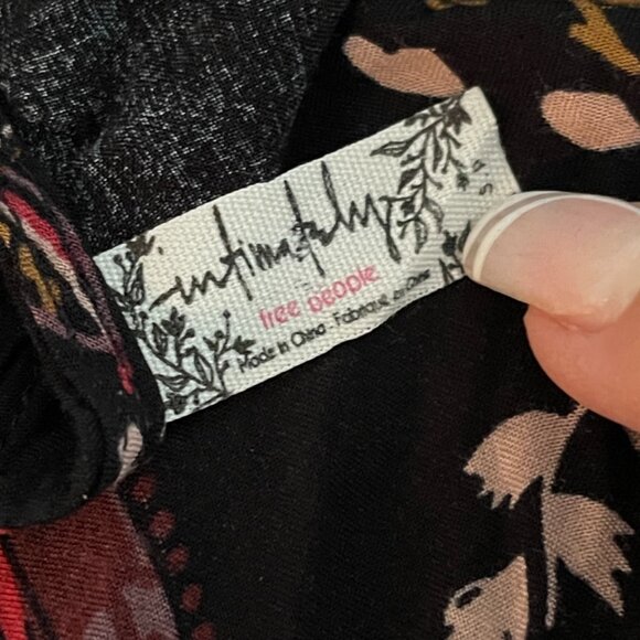 Free People Intimately Floral Trapeze Slip Dress Black Base/Red Preloved - Picture 3 of 3